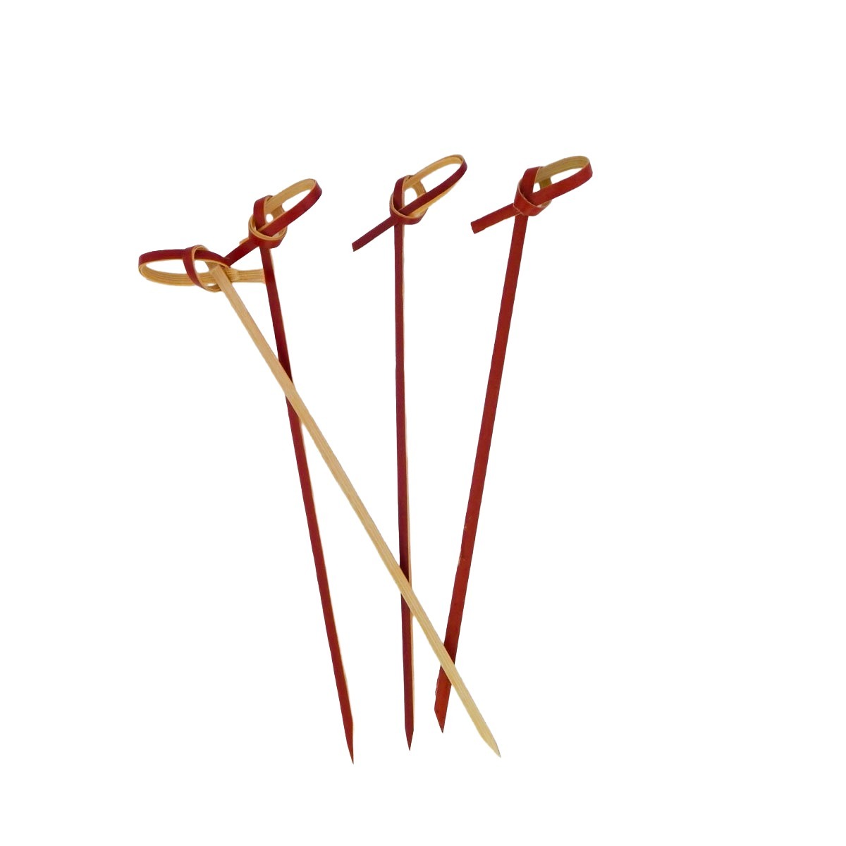 045-KBP-RED SET2 Red Knotted Bamboo Picks - 2 Sizes - Image 1